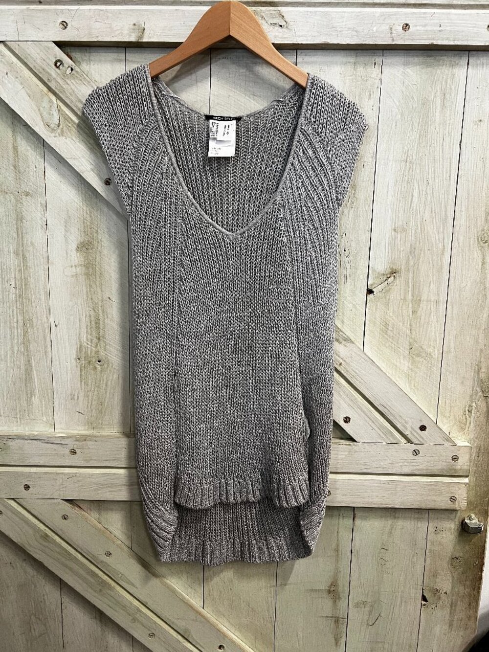 Apriori Grey Knit Open Side Top with Pockets Size 8